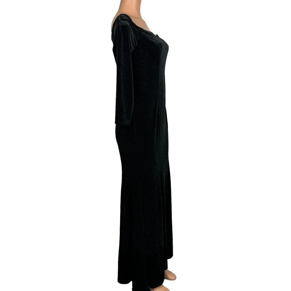 TTY Bridal Women's Size 8 Black Off The Shoulder Velvet Mermaid Evening Gown - Picture 5 of 16